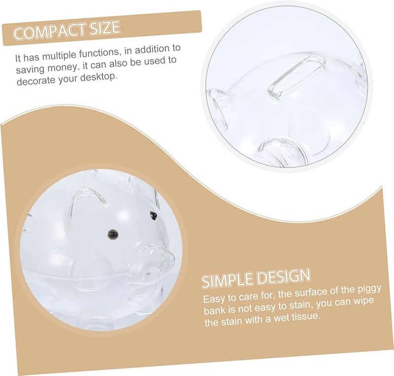 High Borosilicate Glass Piggy Bank with Flat Base for Adults Home Decor Money Saving - Image 3